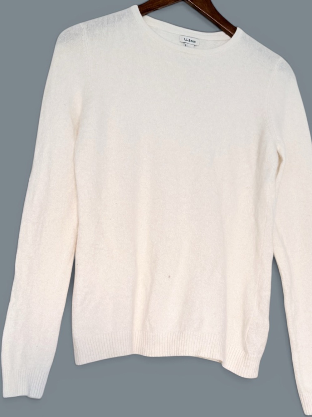 L.L. Bean Women's Ivory Crewneck Cashmere Sweater